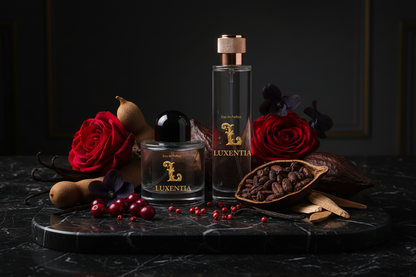 Luxentia 100ml Bottles Dark Seductive Gourmand Floral Female Premium Ad