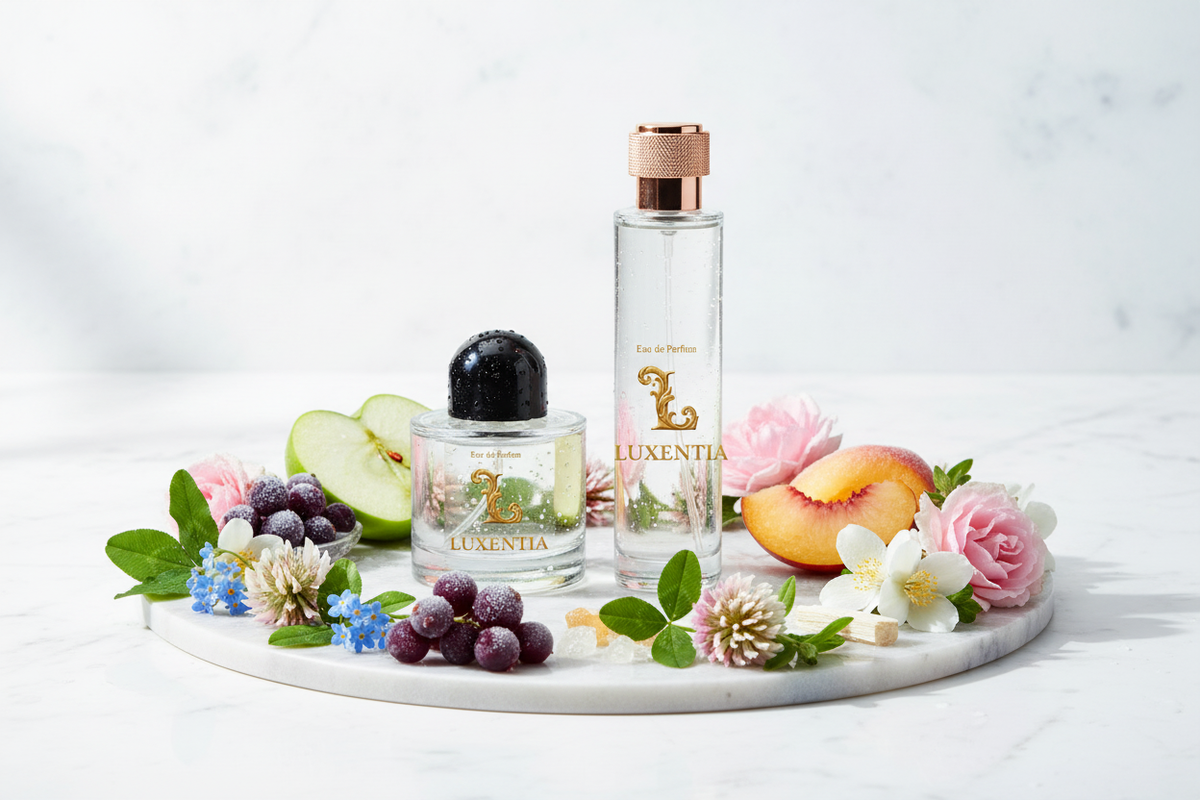 Luxentia 100ml Bottles Fresh Dewy Fruity Floral Female Premium Ad