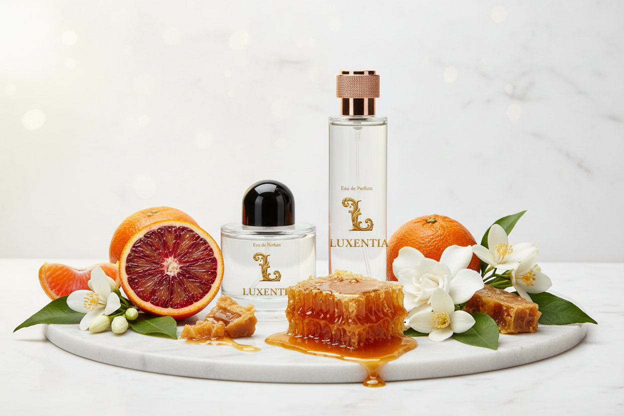 Luxentia 100ml Bottles Golden Floral Gourmand Female Premium Ad