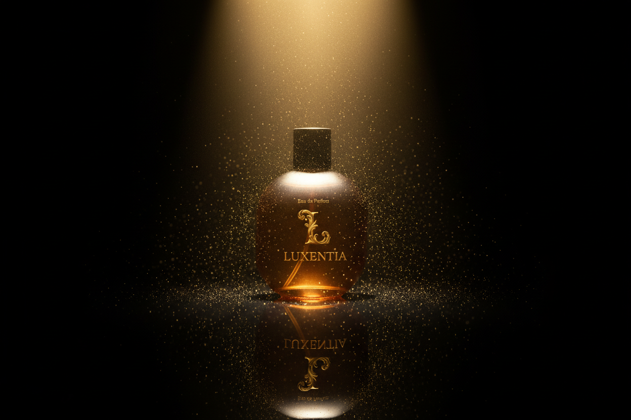 Luxentia Amber Bottle Hero - Golden Spotlight Mirror