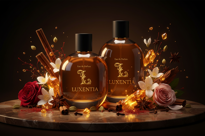 Luxentia Amber Oil Bottles Warm Exotic Spiced Amber Floral Premium Ad