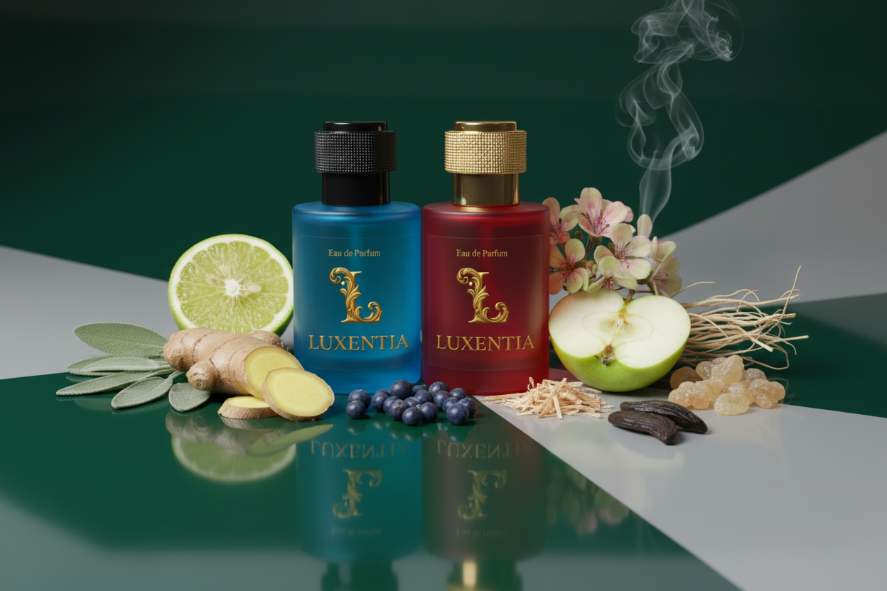 Luxentia Bergamot Ginger Green Apple Sage Juniper Vetiver Cedar Tonka Olibanum Male Duo