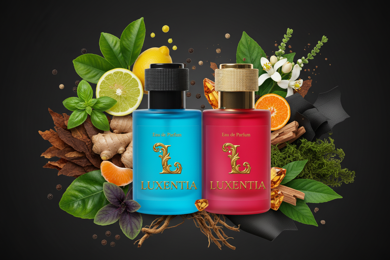 Luxentia Blue & Red 50ml Bold Aromatic Leather Chypre Premium Ad
