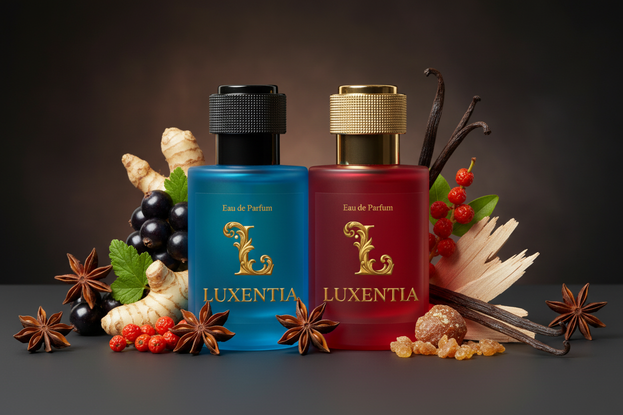 Luxentia Blue & Red 50ml Bold Exotic Spiced Woody Oriental Premium Ad