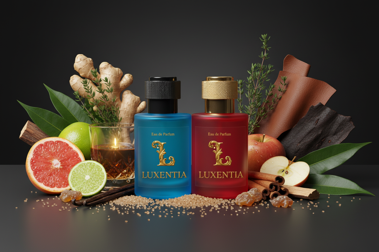 Luxentia Blue & Red 50ml Bold Spiced Gourmand Leather Premium Ad