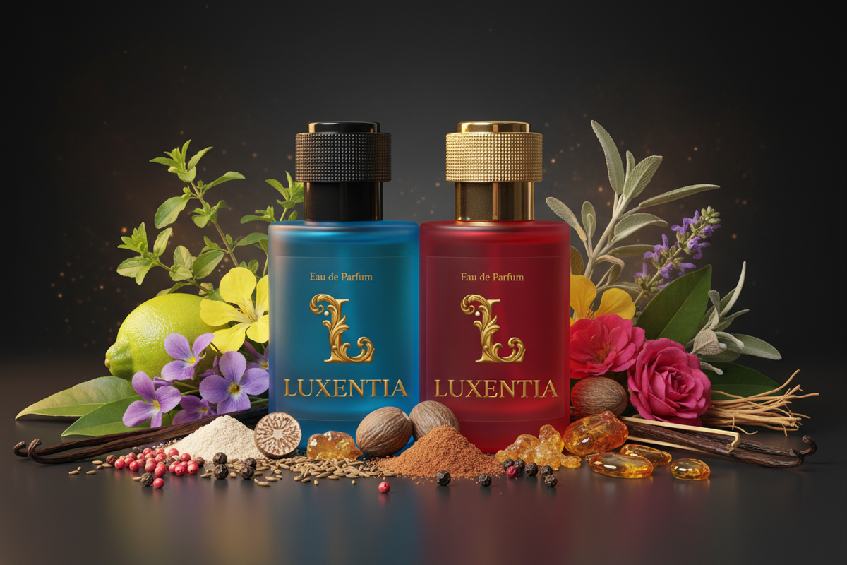 Luxentia Blue & Red 50ml Rich Complex Spiced Oriental Chypre Premium Ad