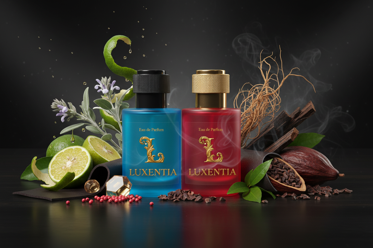 Luxentia Blue & Red 50ml Smoky Leather Woody Premium Ad