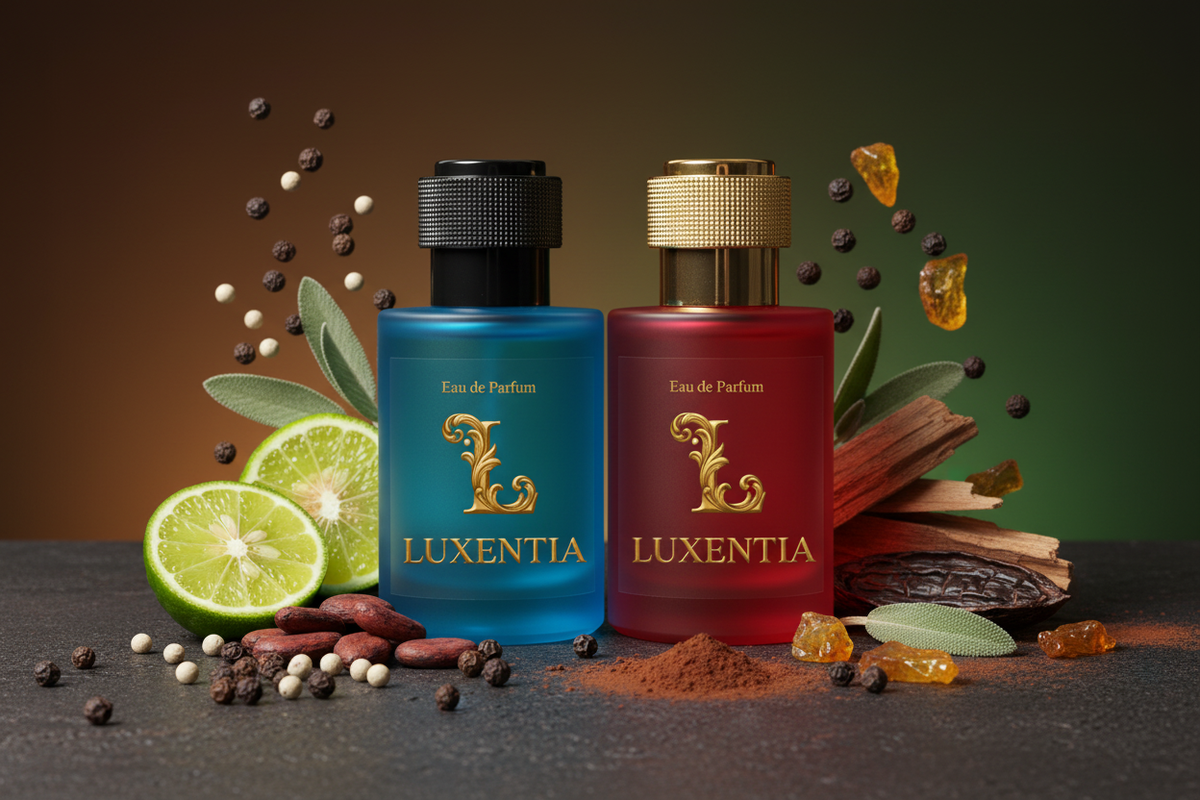 Luxentia Blue & Red 50ml Spicy Woody Gourmand Premium Ad
