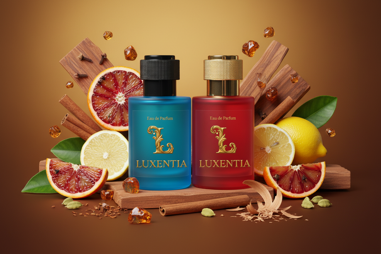 Luxentia Blue & Red 50ml Warm Woody Premium Ad