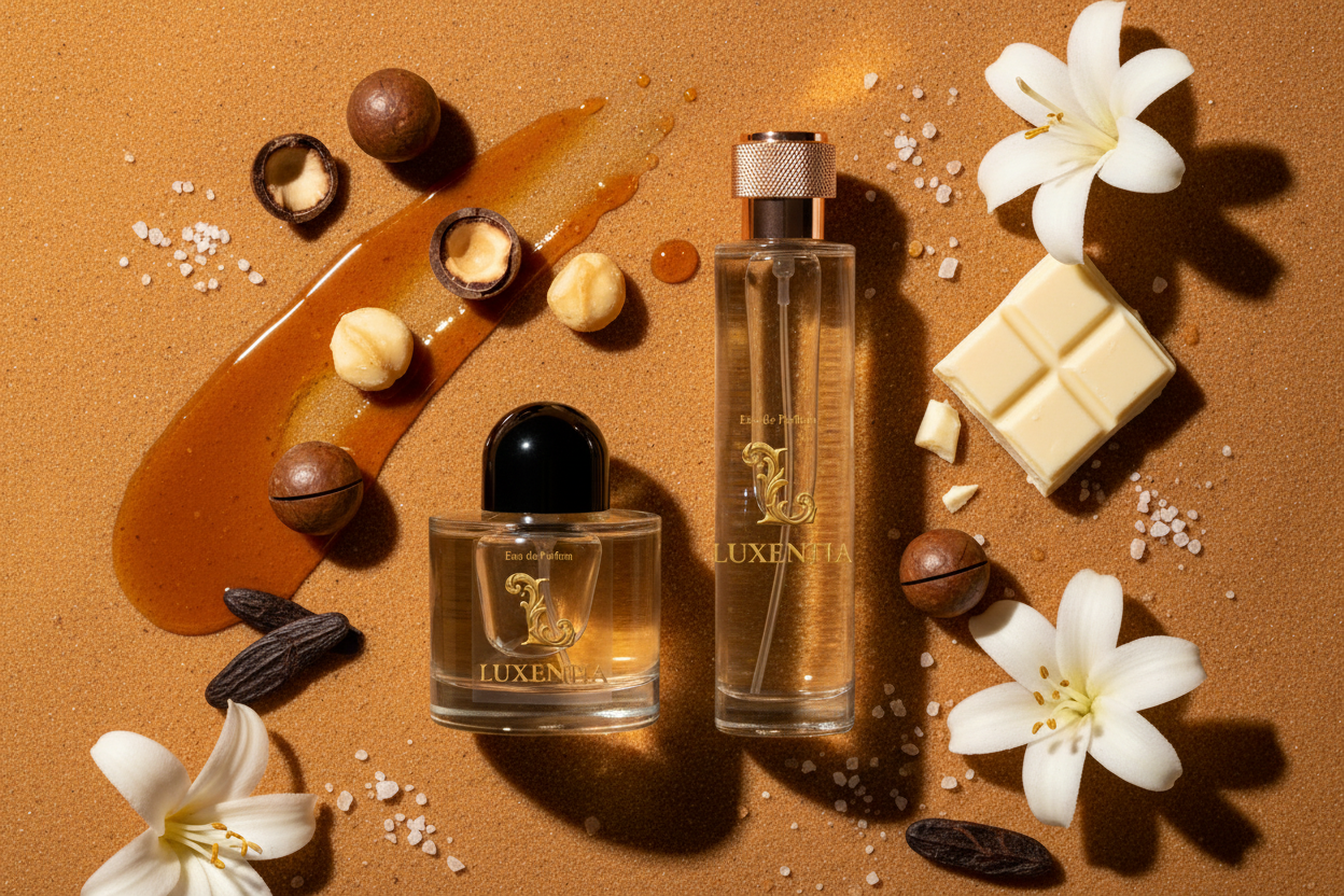 Luxentia Caramelized Vanilla Sea Salt Macadamia White Chocolate Tonka Female Duo