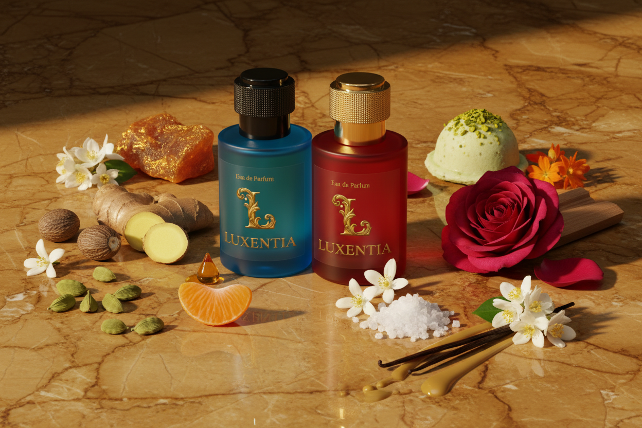 Luxentia Cardamom Ginger Kulfi Rose Amber Molten Vanilla Male Duo