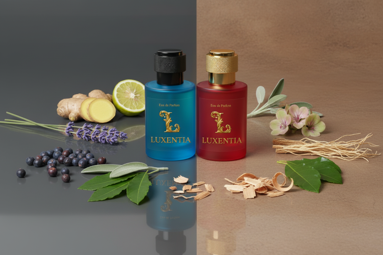 Luxentia Juniper Ginger Bergamot Provence Lavender Sage Bali Patchouli Cedar Vetiver Male Duo