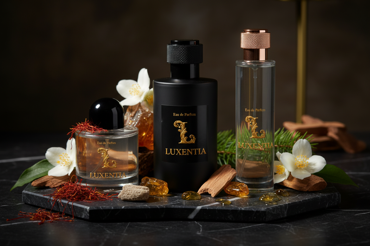 Luxentia Three 100ml Bottles Exotic Resinous Woody Unisex Premium Ad