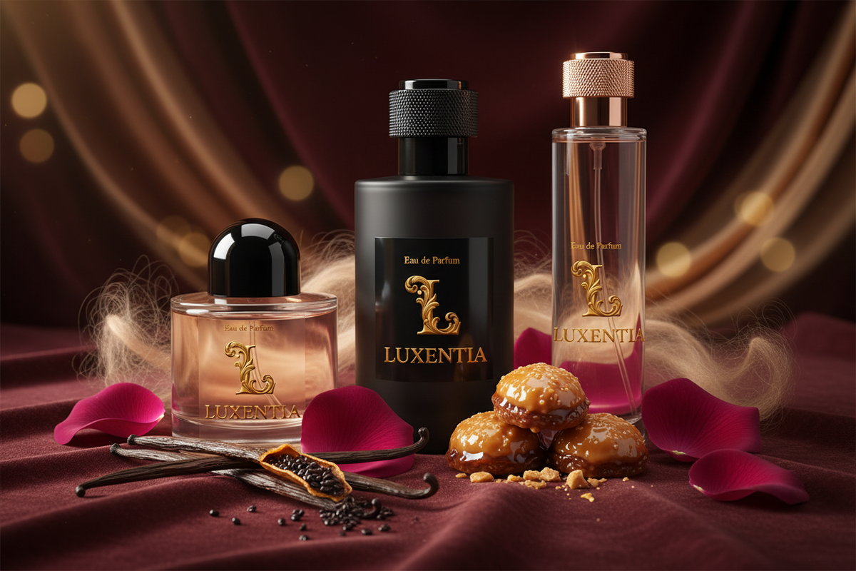 Luxentia Three 100ml Bottles Sweet Romantic Gourmand Floral Unisex Premium Ad