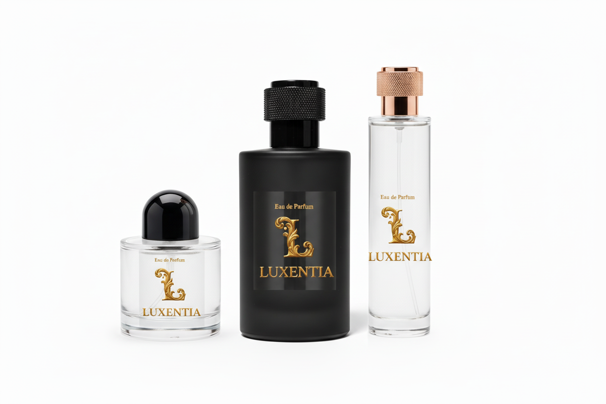 Luxentia Three 100ml Bottles White Background