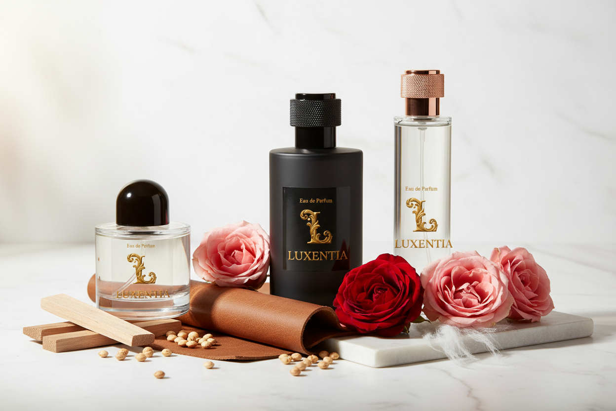 Luxentia Three 100ml Bottles Woody Floral Unisex Premium Ad