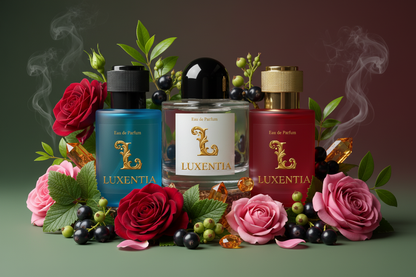 Luxentia Three 50ml Bottles Blackcurrant Rose Unisex Premium Ad