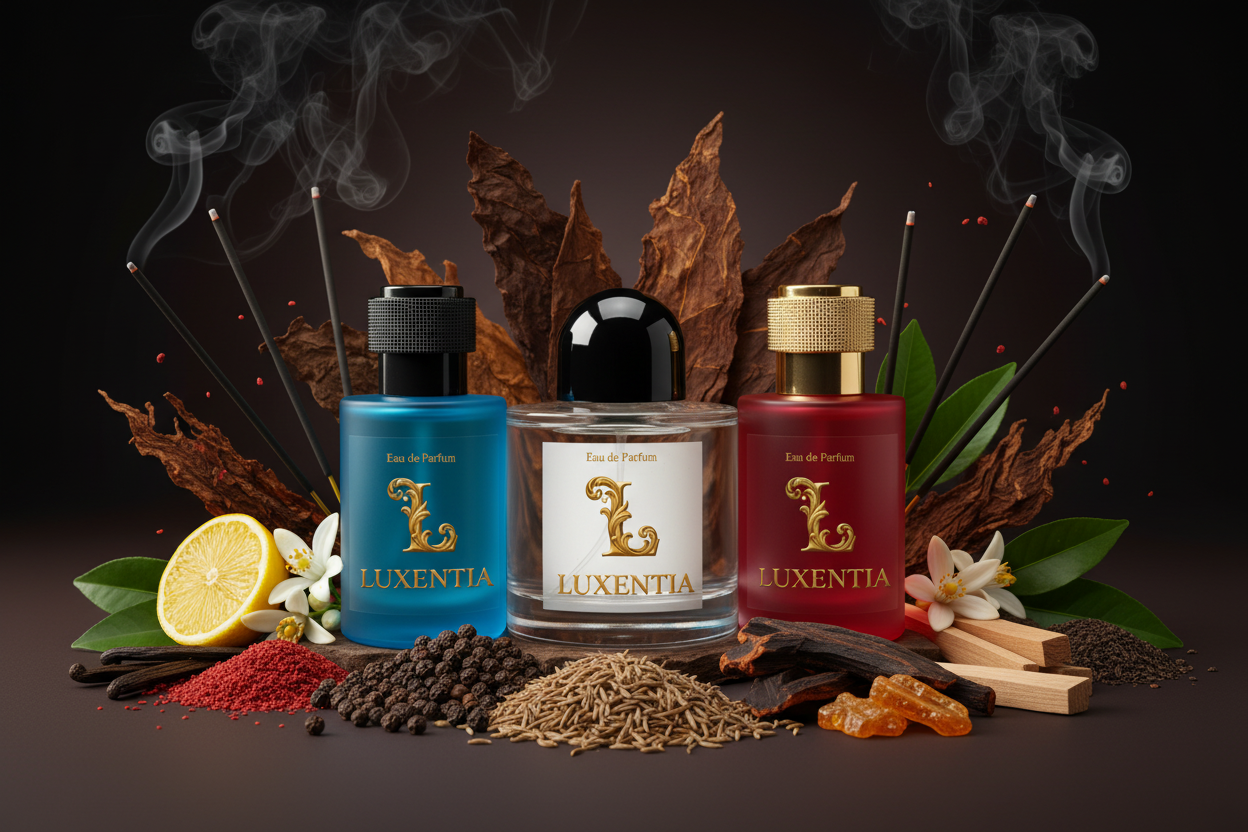 Luxentia Three 50ml Bottles Bold Smoky Oriental Oud Unisex Premium Ad