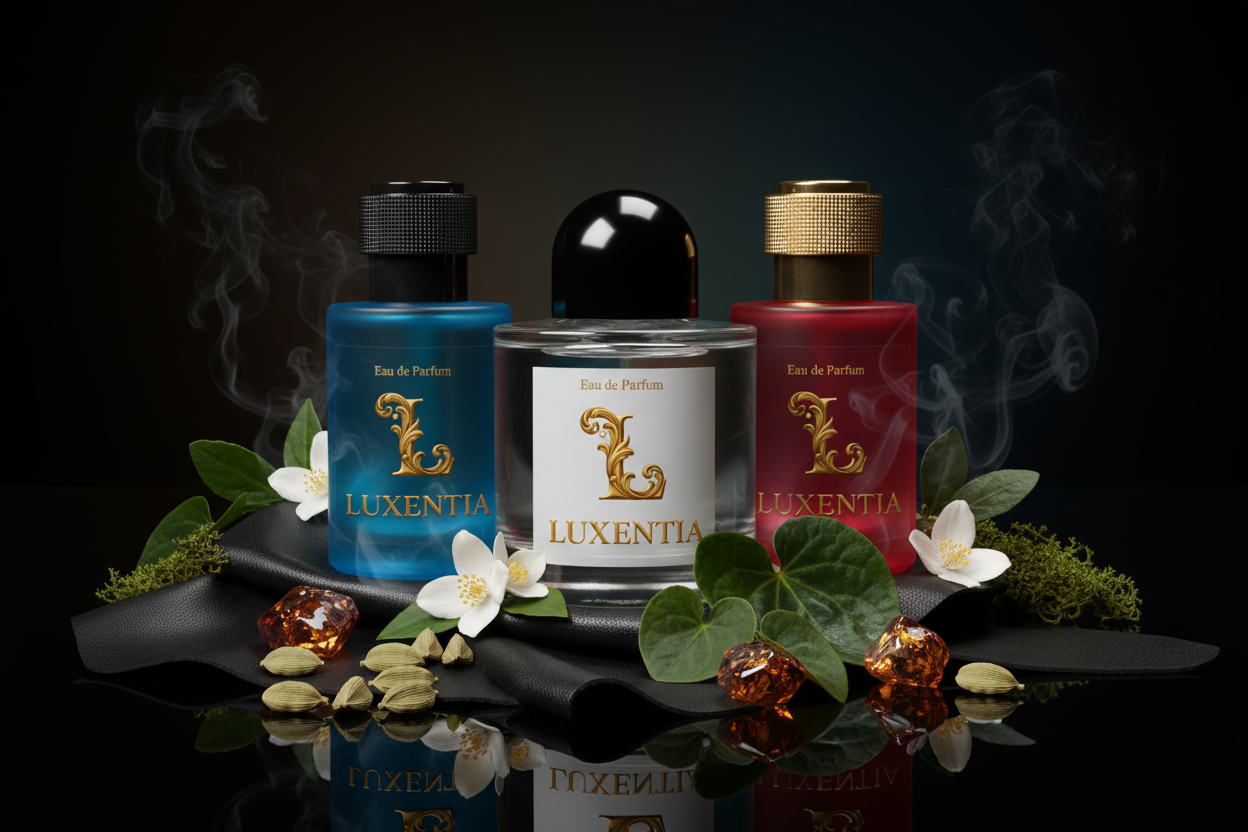 Luxentia Three 50ml Bottles Dark Smoky Leather Chypre Unisex Premium Ad