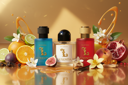 Luxentia Three 50ml Bottles Mediterranean Fruity Oriental Unisex Premium Ad