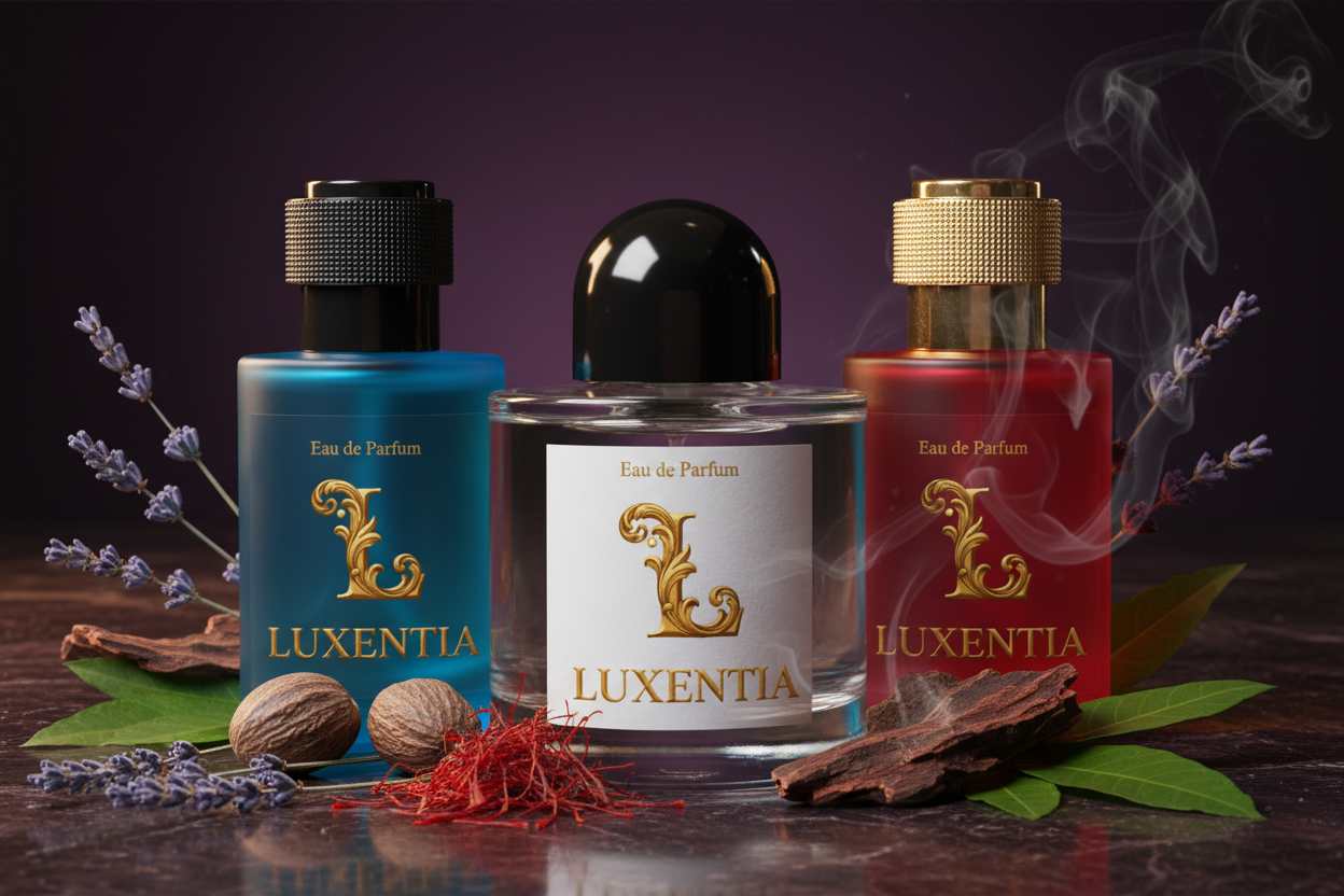 Luxentia Three 50ml Bottles Oriental Woody Unisex Premium Ad