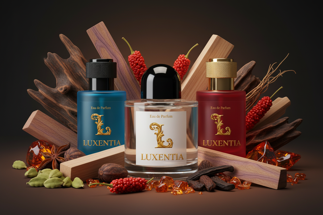Luxentia Three 50ml Bottles Rich Spiced Woody Oriental Unisex Premium Ad
