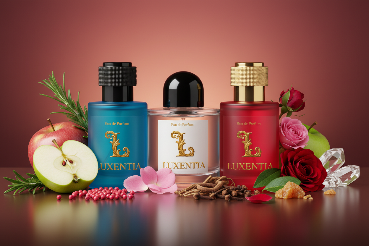 Luxentia Three 50ml Bottles Spicy Rose Woody Unisex Premium Ad