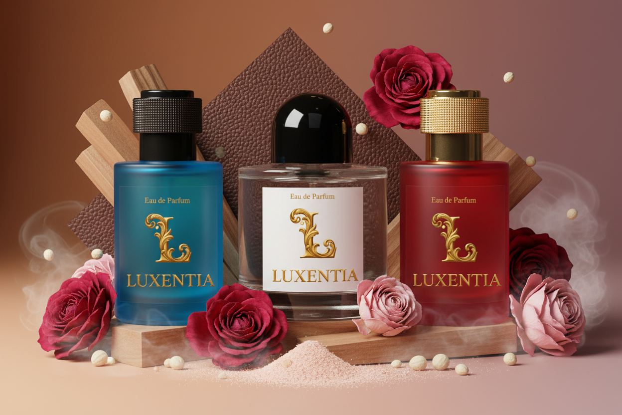 Luxentia Three 50ml Bottles Woody Floral Unisex Premium Ad