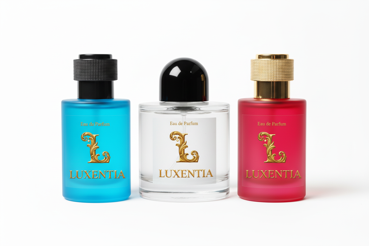Luxentia Three Bottles White Background