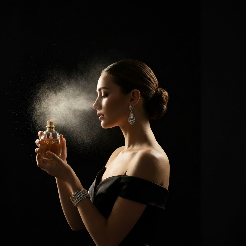 Luxury perfume woman square format